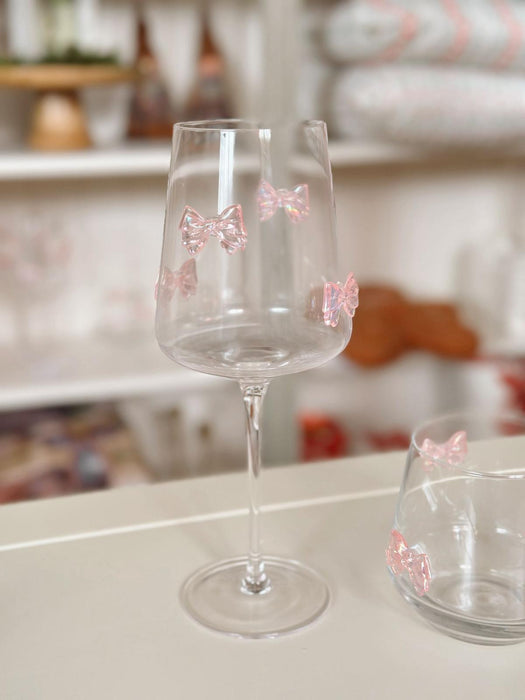 Calice in Vetro con Fiocchetti Rosa