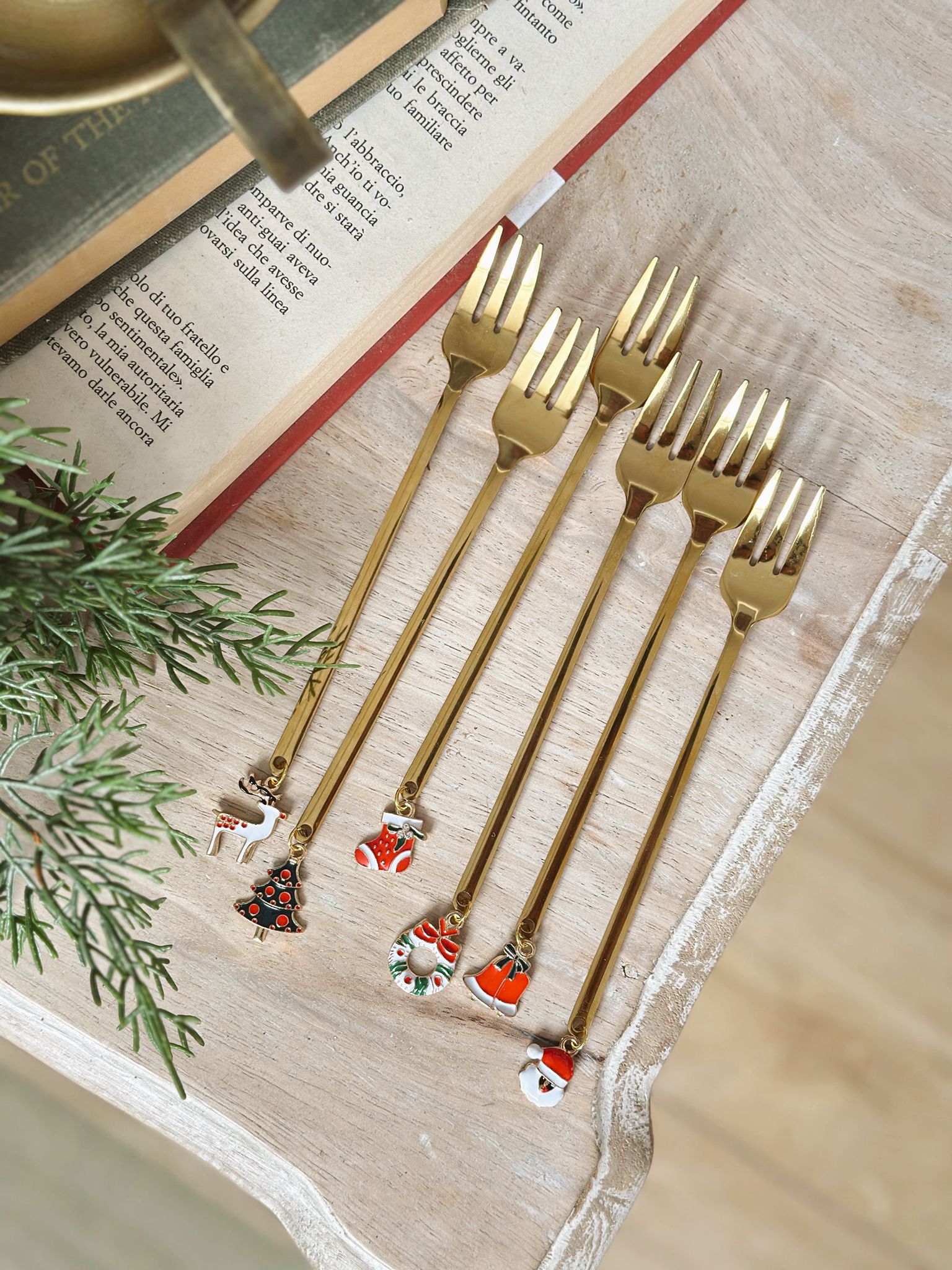 Set 6 Forchettine da Dessert con Decori Natalizi – Isabelle Rose