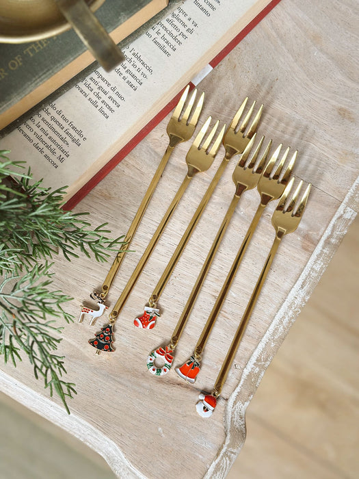 Set 6 Forchettine da Dessert con Decori Natalizi – Isabelle Rose