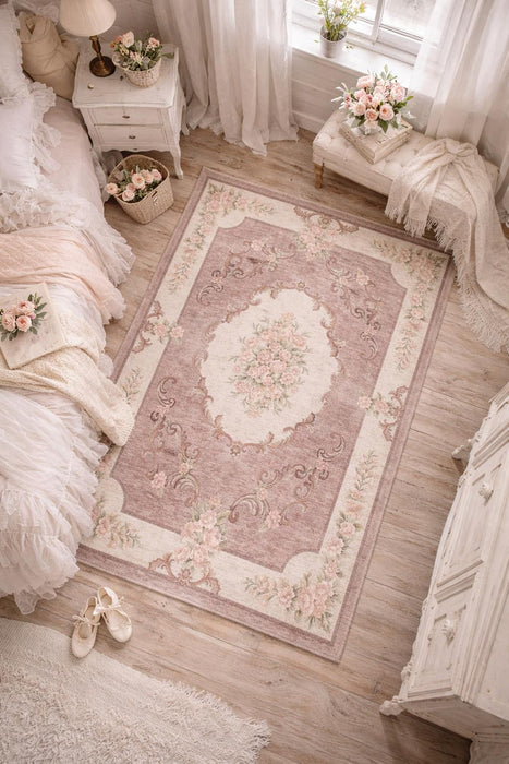 Cotton rug with floral motif doria 85 x150 cm