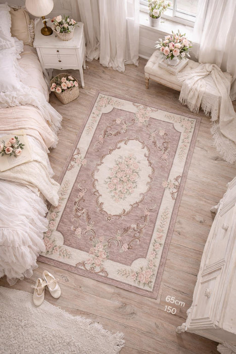 Carpet with floral motif 65 x 110 cm -Doria
