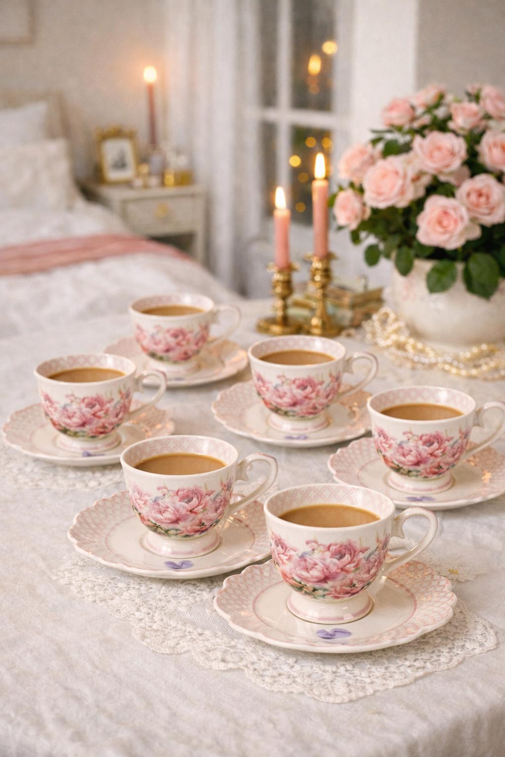 Set 6 Tazzine Caffè con Piattino Fiorirà 90 ml Nuvole di Stoffa