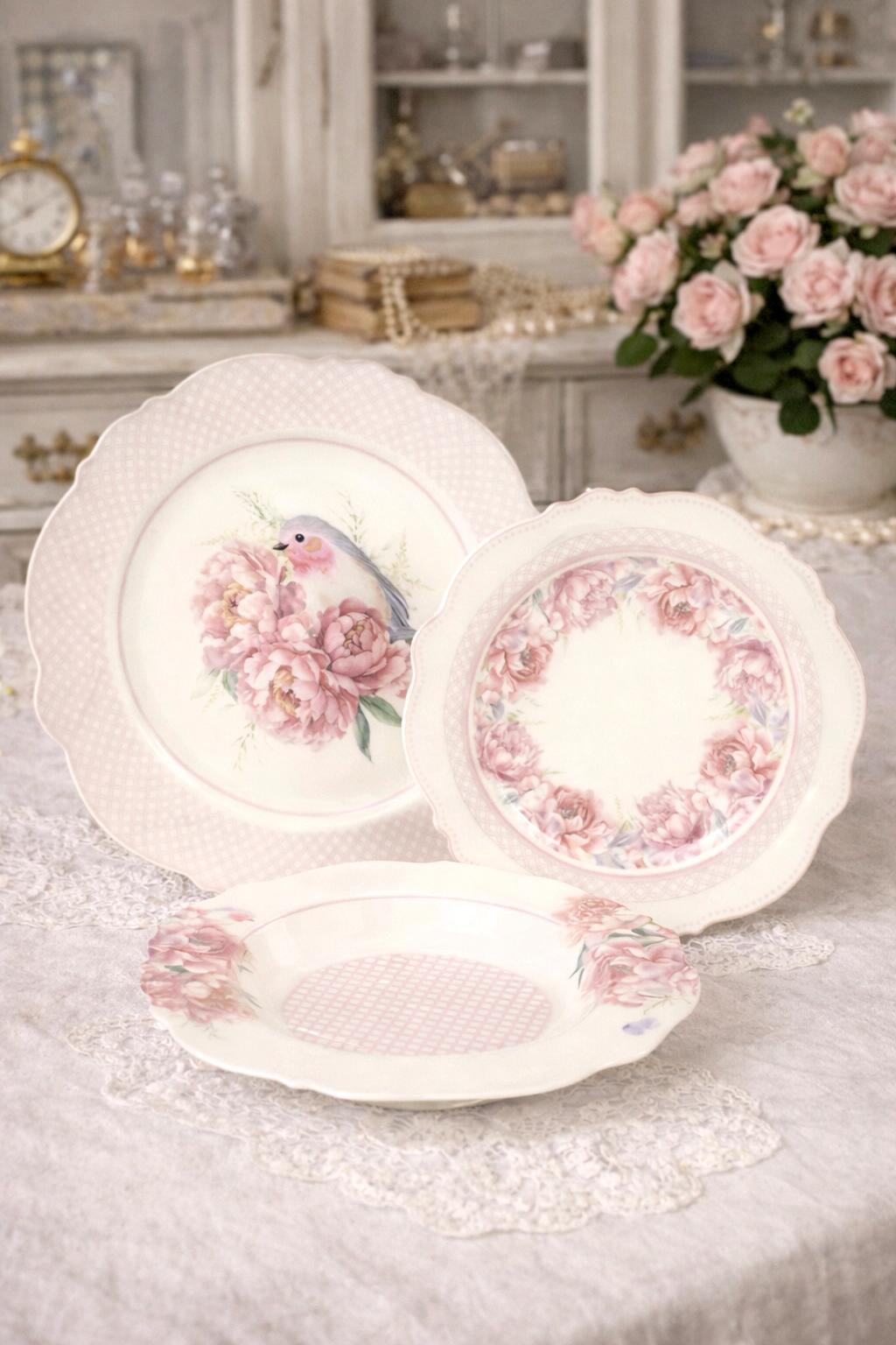 Servizio da Tavola per 6 Fiorirà Nuvole di Stoffa