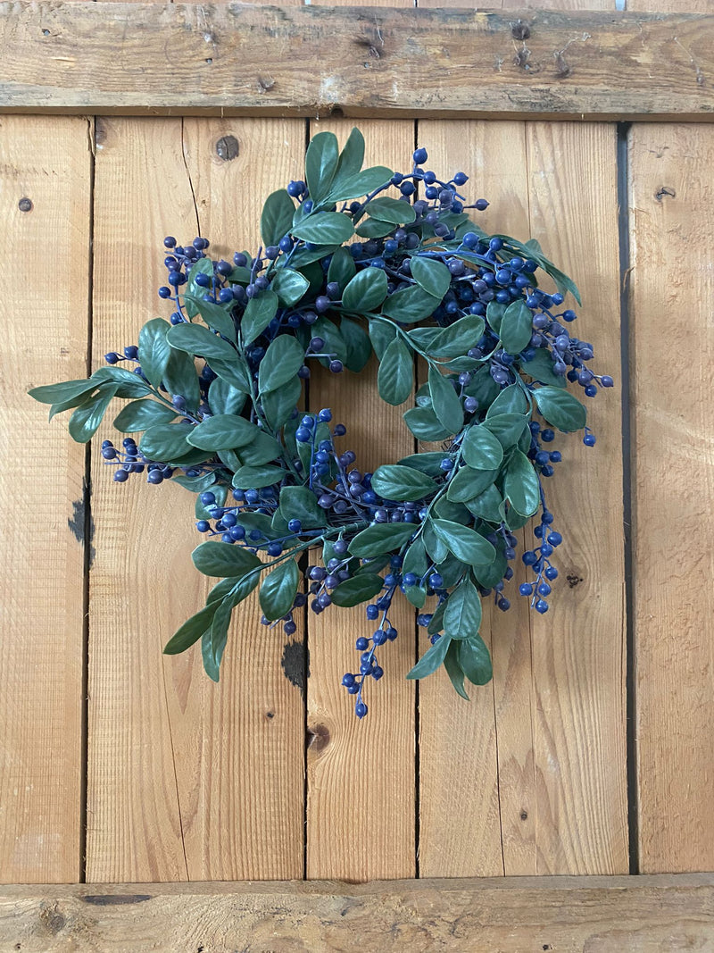 Corona di mirtillo e foglie D 34 cm - Arredo Casa da Sogno