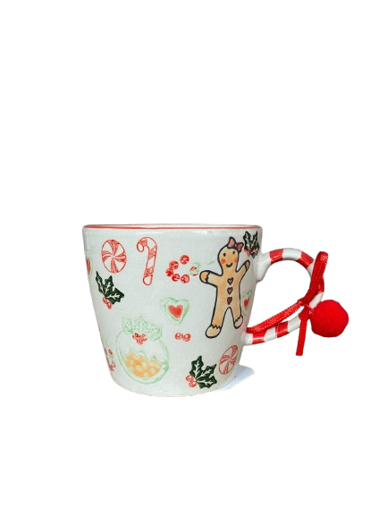 Tazza Natalizia Gingerbread con pom pom