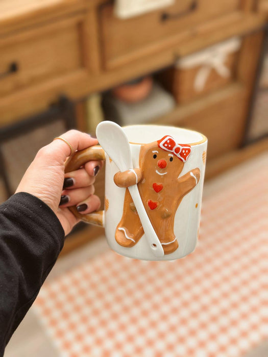 Tazza natalizia con omino di pan di zenzero e cucchiaino 520 ml Boltze