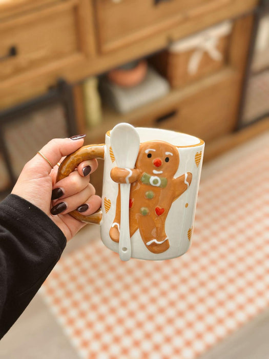 Tazza natalizia con omino di pan di zenzero e cucchiaino 520 ml Boltze