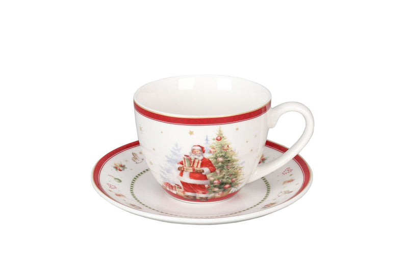 Tasse et soucoupe en porcelaine Joyeux Père Noël - Isabelle Rose