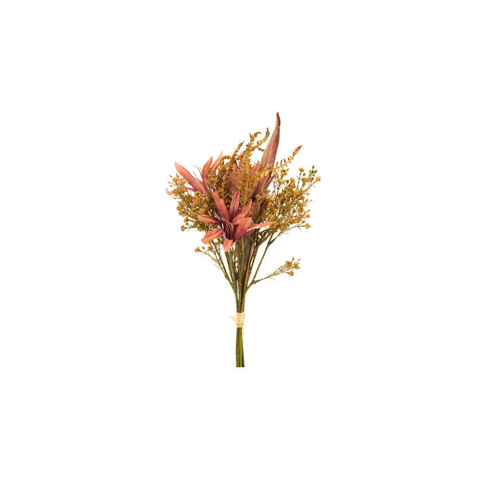 Mazzo Decorativo Bromelia e Foglie – Altezza 43 cm Nuvole di stoffa