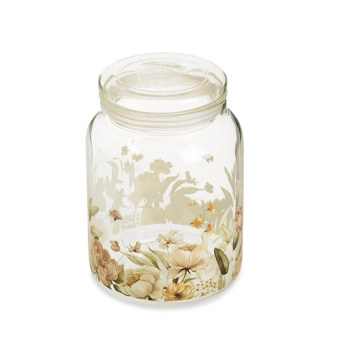 Flower Garden 1300 ml Airtight Lid Jar Fabric Clouds