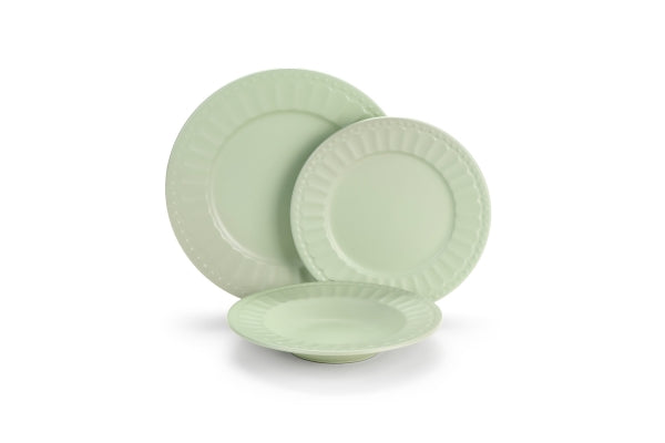Servizio piatti 6 posti tavola in ceramica verde opaco Demetra