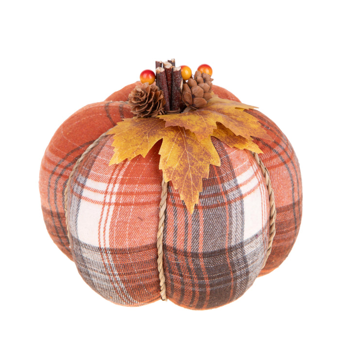 Zucca in tessuto decorativa a quadri D 23 cm