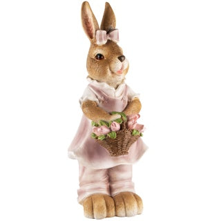 Lapin décoratif avec panier de tulipes