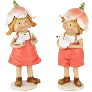Statua Bambino fiore in resina