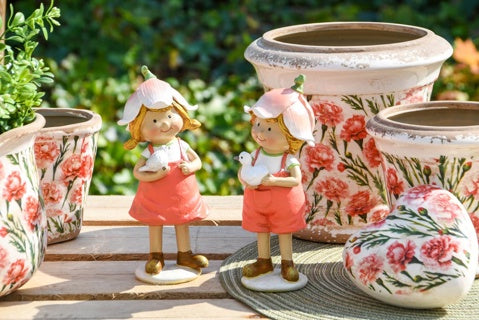 Statua Bambino fiore in resina