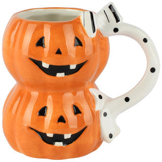 Tazza Halloween con zucche arancioni in ceramica 13 x 9 x H12 cm