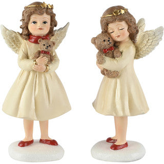 Angioletto Natalizio con Orsetto in Resina H18 cm