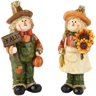Spaventapasseri decorativo autunnale in poliresina 10x7x22cm