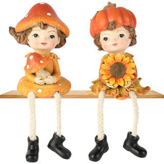 Statua autunnale con gambe pendenti - 7x7x16cm