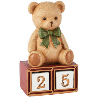 Calendario decorativo con orsetto in poliresina 5 x 4 x H9 cm