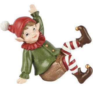 Elfo Natalizio Sdraiato in Resina 11 cm
