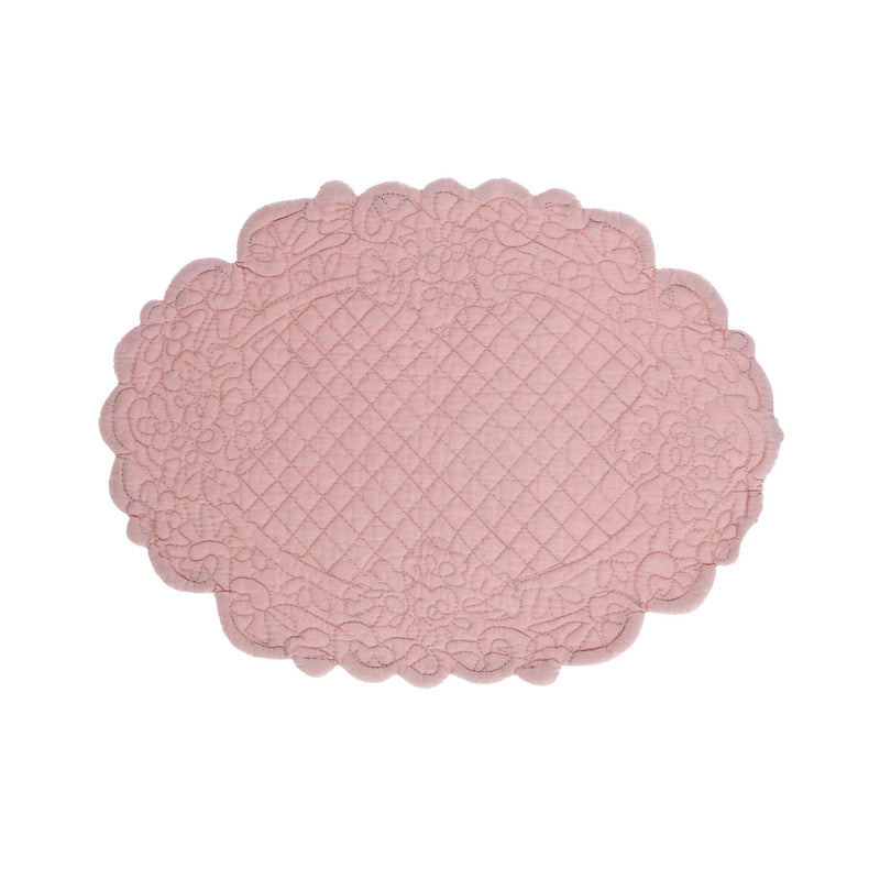 Tovaglietta Ovale Carmen Boutis Rosa Antico 20x30 cm – Blanc Mariclò