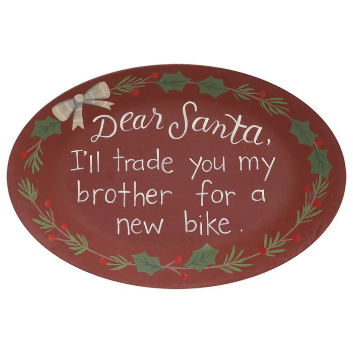 Vassoio Decorativo Natalizio in Legno “Dear Santa”