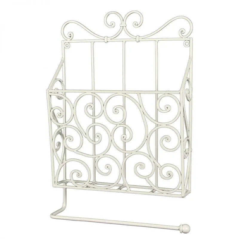 Portariviste da Parete Shabby Chic in Metallo Bianco