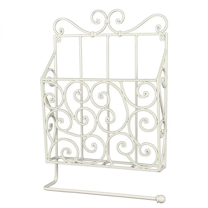 Portariviste da Parete Shabby Chic in Metallo Bianco