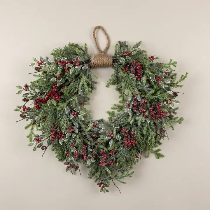 Ghirlanda Natalizia Pendente con Pino, Cipresso e Agrifoglio Glitter Ø 61 cm