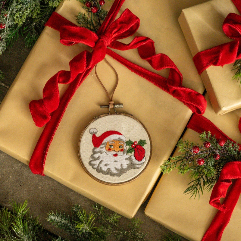 Decorazione Natalizia Babbo Natale Ricamata H 12,7 cm