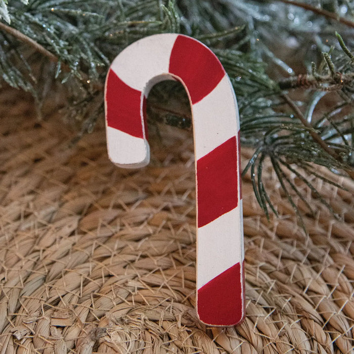 Wooden candy cane decoration
