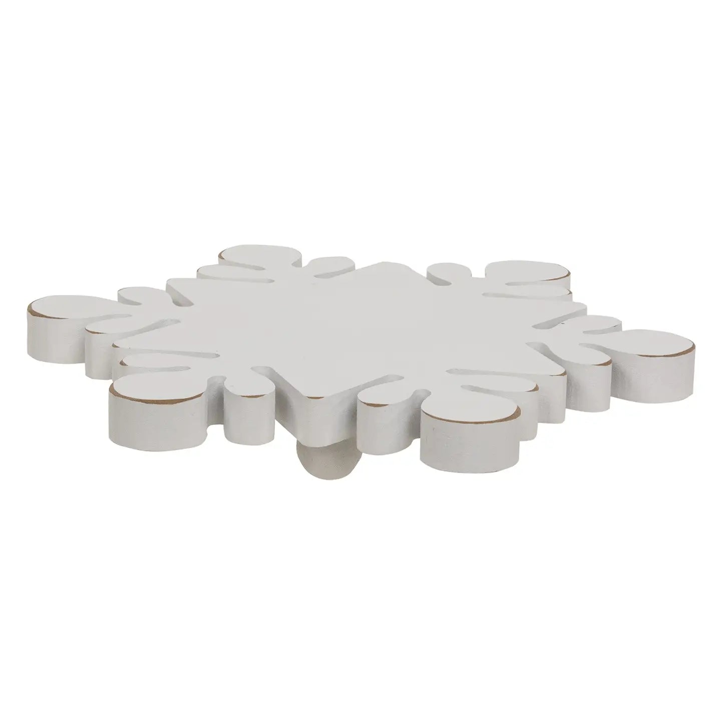 Alzata in legno a forma di fiocco di neve bianco