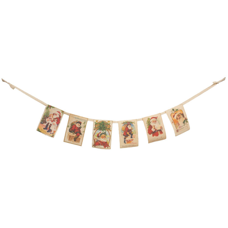 Ghirlanda di Cartoline di Natale Vintage in Tessuto – 114 cm