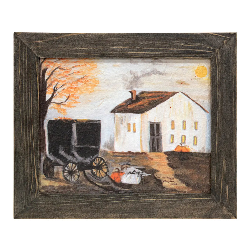 Quadro Autunnale Country con Casetta e Albero