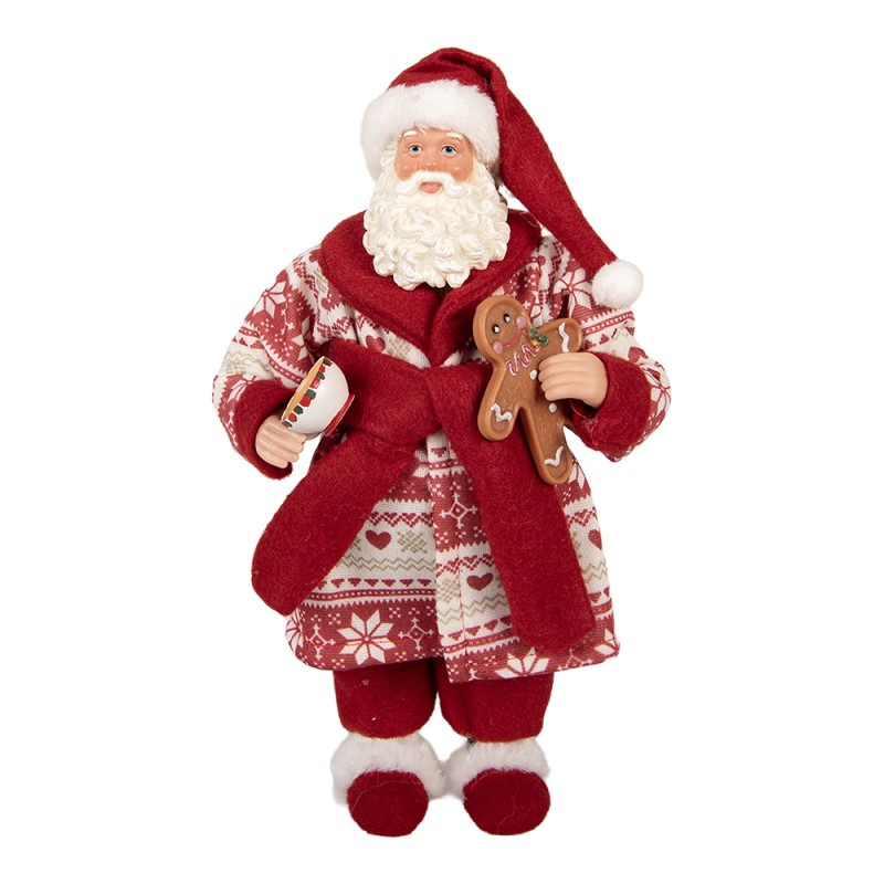 Babbo Natale Decorativo Clayre & Eef 18x11x28 cm con Omino Pan di Zenzero e Tazza
