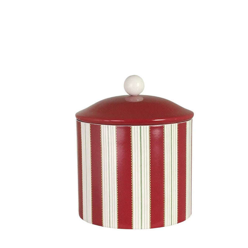 Barattolo Natalizio a Righe Rosse Strömshaga – Ø 12 × H 16 cm