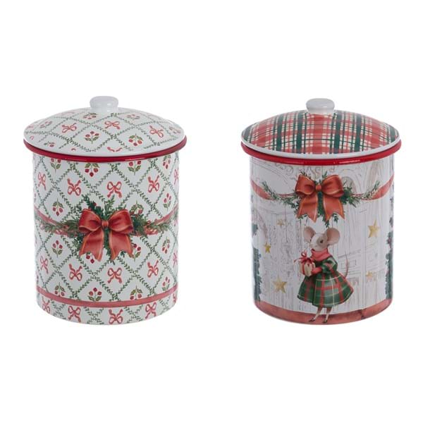 Barattolo natalizio in latta smaltata  Favola di Natale Blanc Mariclò