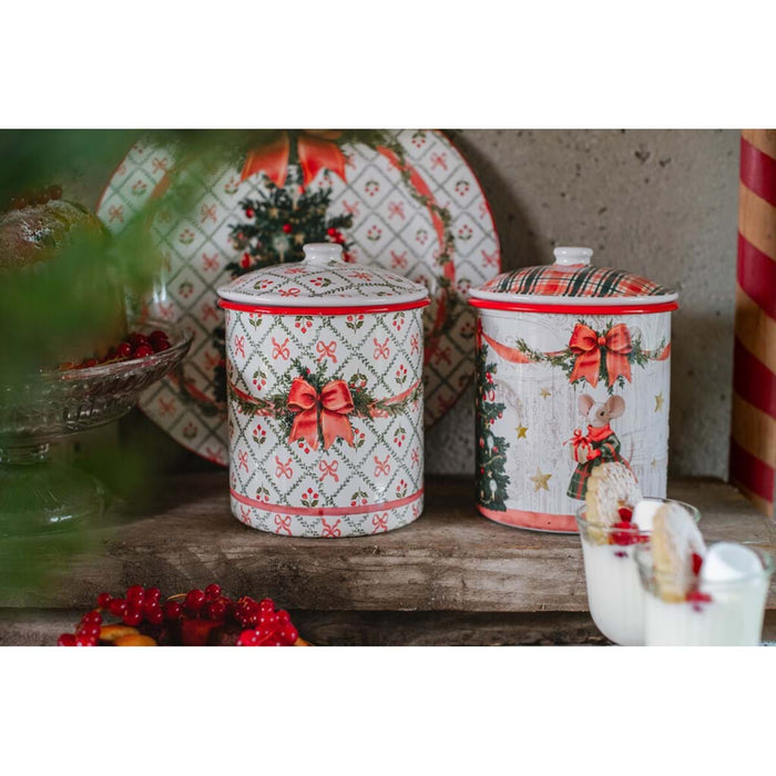 Barattolo natalizio in latta smaltata  Favola di Natale Blanc Mariclò