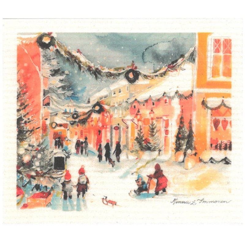 Panno Svedese Natalizio Villaggio Innevato