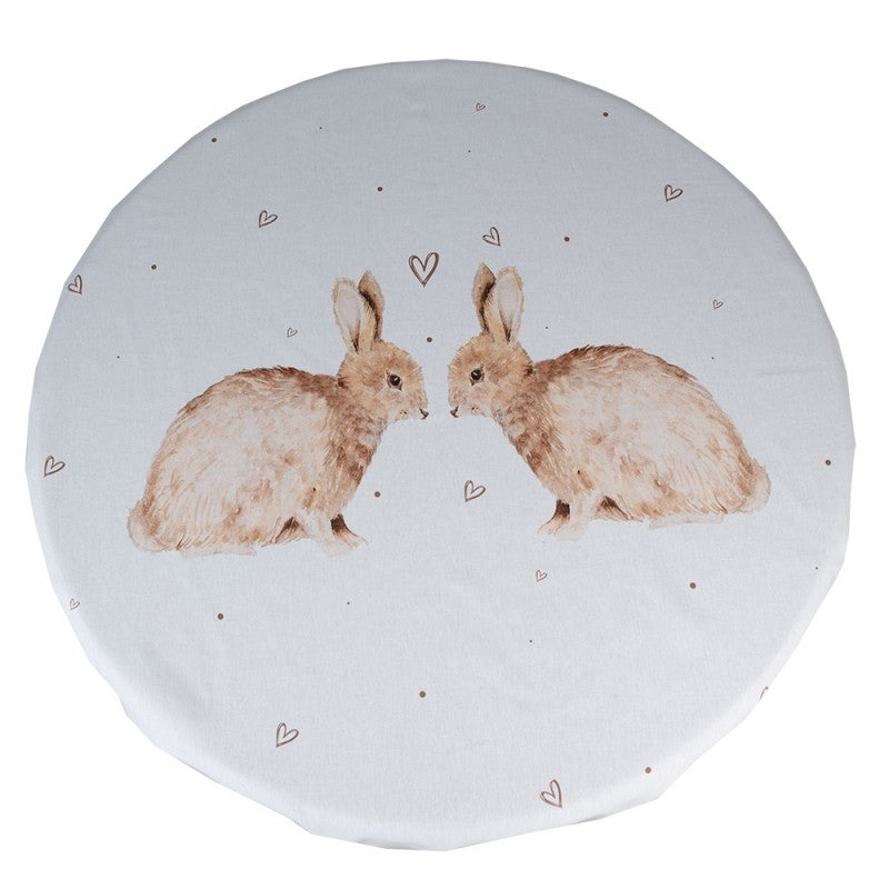 Tovaglia In Cotone Bianco 170 Cm Diametro Bunnies In Love - Arredo Casa da Sogno