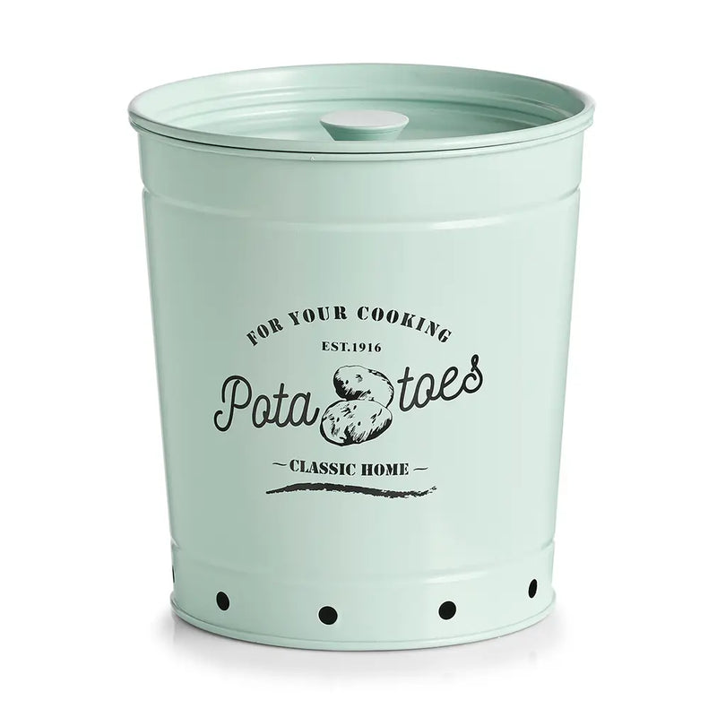 Barattolo Porta Patate in Metallo Color Menta
