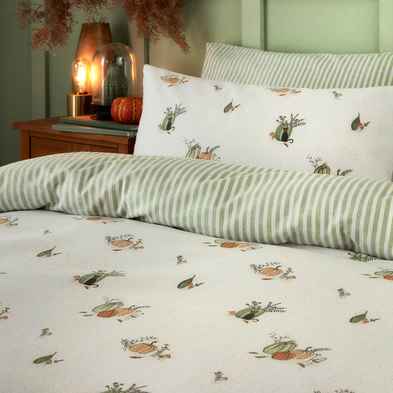 Set Copripiumino Autunnale Pumpkin Spice in 100% Cotone – Bianco