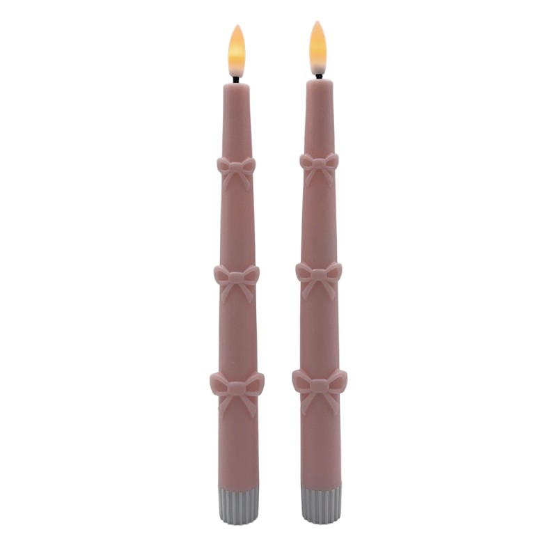 Set 2 Candele LED Rosa con Fiocchi 25 cm – Clayre & Eef