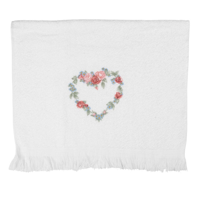 Canovaccio morbido Clayre & Eef 40x66 cm Bianco con Cuore