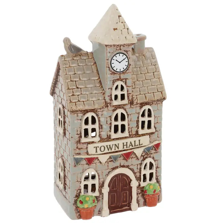 Casetta Municipio Decorativa in Ceramica Porta Tealight – Town Hall