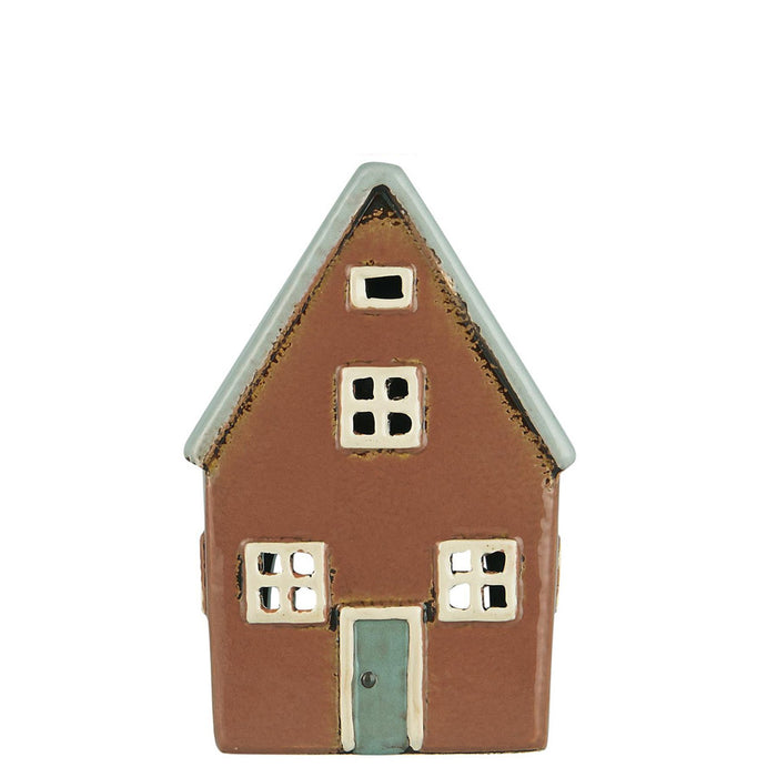 Portatealight a forma di casa in ceramica marrone-Nyhavn
