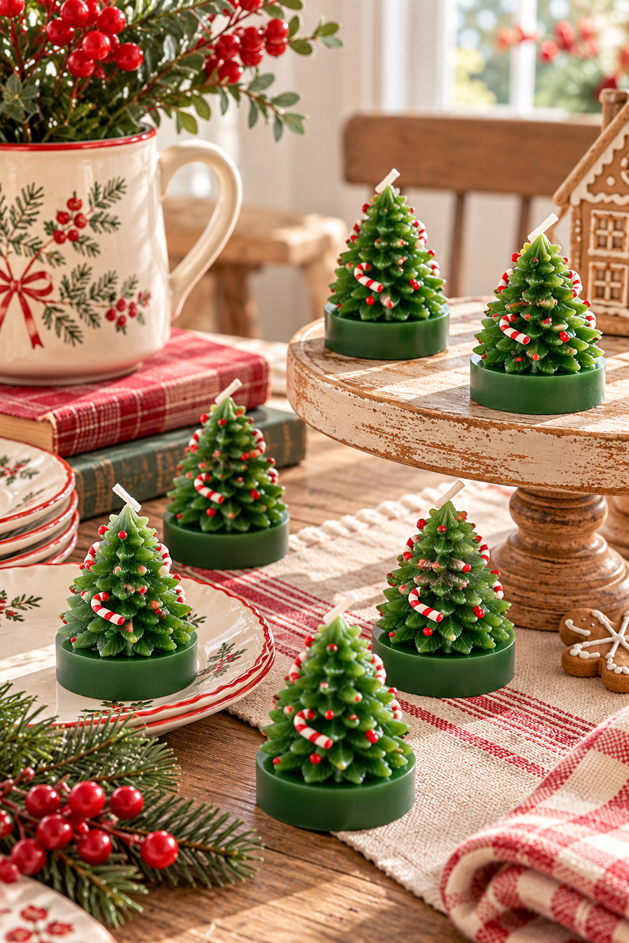 Set 6 Candele Natalizie Albero di Natale Candy Cane – Nuvole di Stoffa