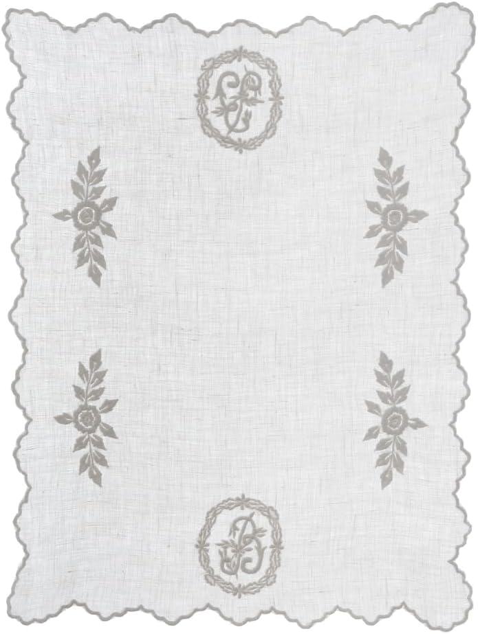 Centrino in Lino Ricamato Dentelle Blanc Mariclò 38x50 cm