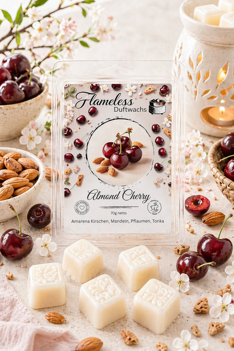 Cera Profumata di Soia Almond Cherry  Flameless 70g
